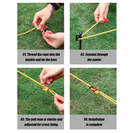 Комплект из 10 алюминиевых натяжителей троса с 3 отверстиями для палаток и активного отдыха