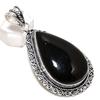 Natural Black Onyx Gemstone 925 Sterling Silver Jewelry Pendant 2.56" Y2s94