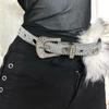 Spicy Girl Style Furry Waistband Rhinestone Y2K Plush Waist Belt Leather Fur Belt  Female/Girls
