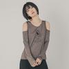 WHIMSY MIND Off-Shoulder Cocoon Embroidered Top_Salmon
