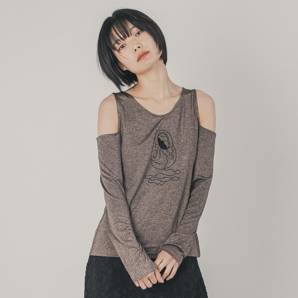 WHIMSY MIND Off-Shoulder Cocoon Embroidered Top_Salmon