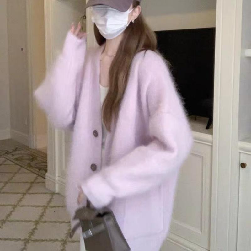 Женские свитера свободные искусственная норка бархат однотонный женский джемпер пальто женское мягкое вязаное пальто осень зима