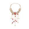 Boho Tassel Pendant Necklace Women Zinc Alloy Geometric Statement Chain Daily Wear Fashion Locket Collarbone Jewelry
