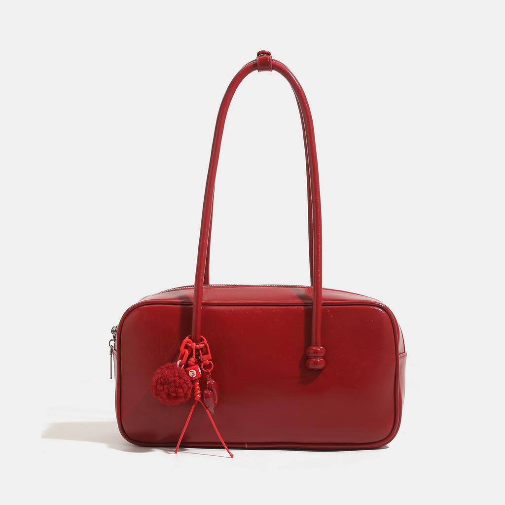 Japanese College Style Retro Oil Wax Leather Bag for Women New Style Autumn and Winter One Shoulder Armpit Bag Portable Boston Bag