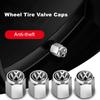 VW New 4 pcs Metal Car Wheel Valve Caps Stem Covers for VW Volkswagen Golf Polo Passat Tiguan Touran Jetta Accessories