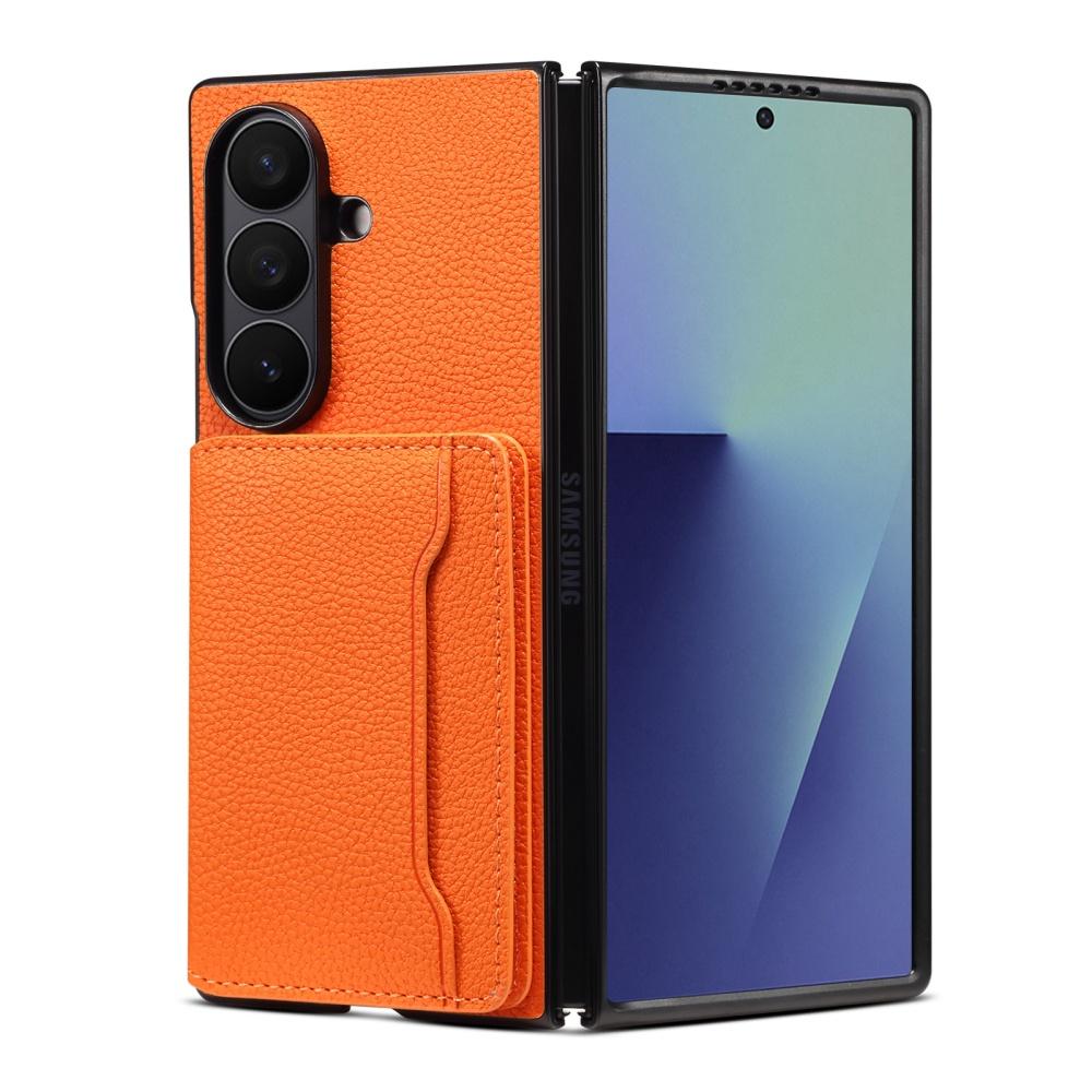 Роскошный складной кошелек-держатель для карт из кожи личи для Samsung Galaxy Z Fold 7 6 Fold5, ударопрочный чехол из мягкого силикона