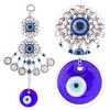 Pendant Rear View Mirror Hemp Rope Glass Decoration Hanging Ornament Navy Blue Evil Eye Butterfly