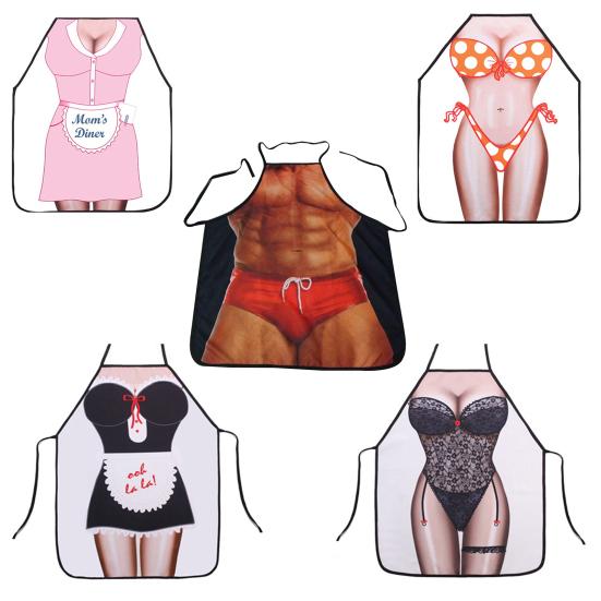 Забавный сексуальный фартук для кухни с цифровой печатью для приготовления барбекю, ужина, барбекю, униформы