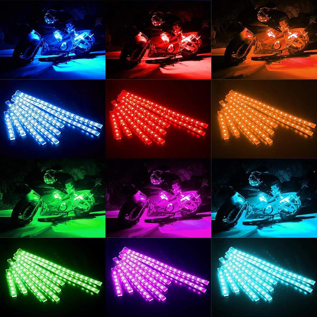 MOTOSTAR LED KIt for Motorcycles, Versatile, RGB Strip Light, 15 Color Patterns, Set of