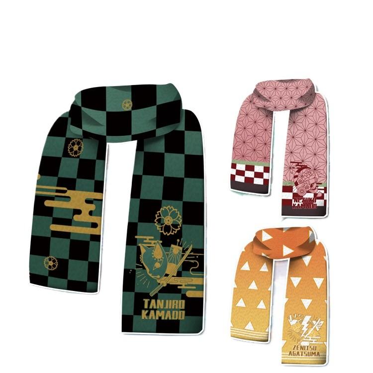 Anime Print Kimetsu No Yaiba Kamado Tanjirou Velvet Scarves Autumn Winter Scarf