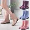 Women's Korean Fashion Non-slip Rain Boots - Short Tube, Waterproof, Wear-resistant, Comfortable Rubber Overshoes with Velvet Lining.