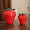 Cute Strawberry Ceramic Storage Jar Set - Multi-Size Pink & Red Canisters for Kitchen Storage, Tea, Snacks, Home Decor Gift