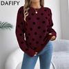 Women's Fashion Casual Fall Winter Polka Dot Print Long Sleeve O-Neck Sweaters