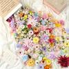 30/40/50Pcs Fishing Line Bohemian Style Artificial Flowers Floating Petals Water Falls Set Random Pink Flowers Pink DIY Pendants