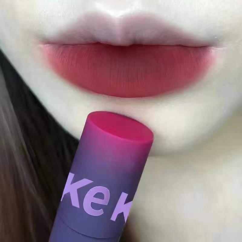 KEKEMOOD Матовая бархатная помада-глазурь для губ цвета «Кровь голубя» - Персиковое сердце, Нелипкая, Стильная для студентов