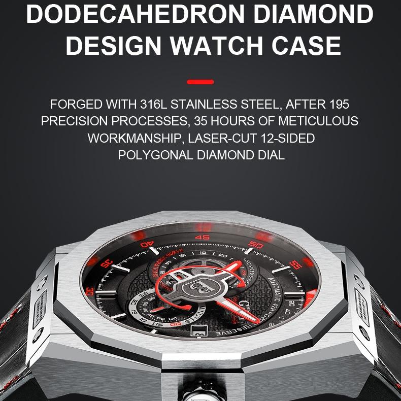 Часы Bonest Gatti Деловые светящиеся в темноте механические часы Водонепроницаемые роскошные часы