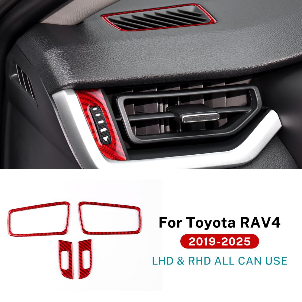 Carbon Fiber Style Air Outlet Trim for Toyota RAV4 XA50 2019-2025 LHD RHD Interior Sticker