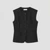 [shs Miss] Linen Button Up Vest Swwvtp22010