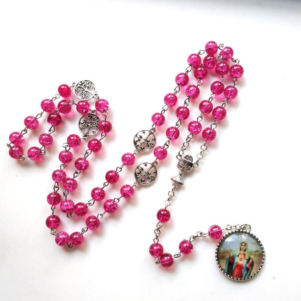 Винтажный кулон Девы Марии с четками, длинное католическое крестовое религиозное молитвенное украшение