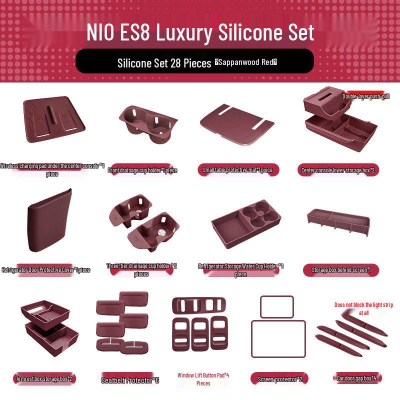 Nio ES8 Console Silicone Pad & Storage Box Set - Fits 26 Model Accessories for Interior Decoration.