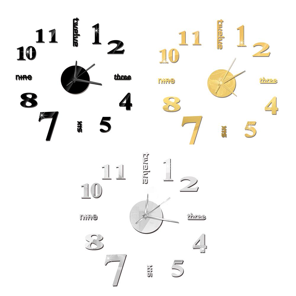 Настенные часы DIY, безрамное зеркало, настенные часы, большие немые настенные наклейки для