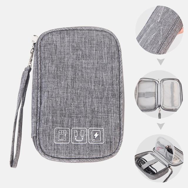 Portable Cable Digital Storage Bags Organizer USB Gadgets Wires Charger Power Battery Zipper Cosmetic Bag Case