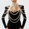Women's Elegant Multi-layer Pearl Body Chain Exaggerated Heavy Beaded Braided Vintage Necklace