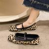 New Design Women's Flats Square Toe Leopard Print Casual Shoes Breathable Slip-on Outdoor Ladies Mary Jane Shoes Zapatos