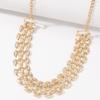 Chain Multilayer Jewelry Set Adjustable Exaggerated  Necklace Cute Metal Plaid Bracelet  Women