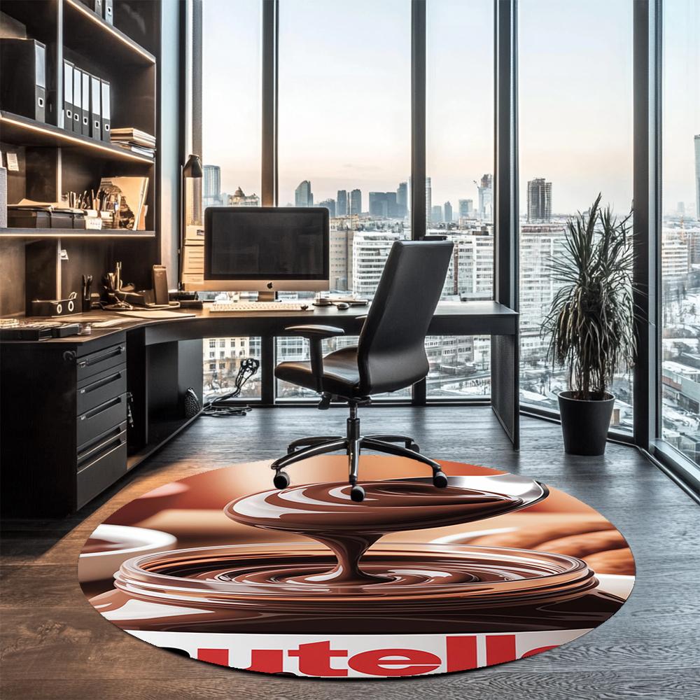 Nutella Printed Round Rug Carpet Chair Rug Area Rug Entryway Doormats,for Office Chair Living Room Bedroom Kitchen Room.