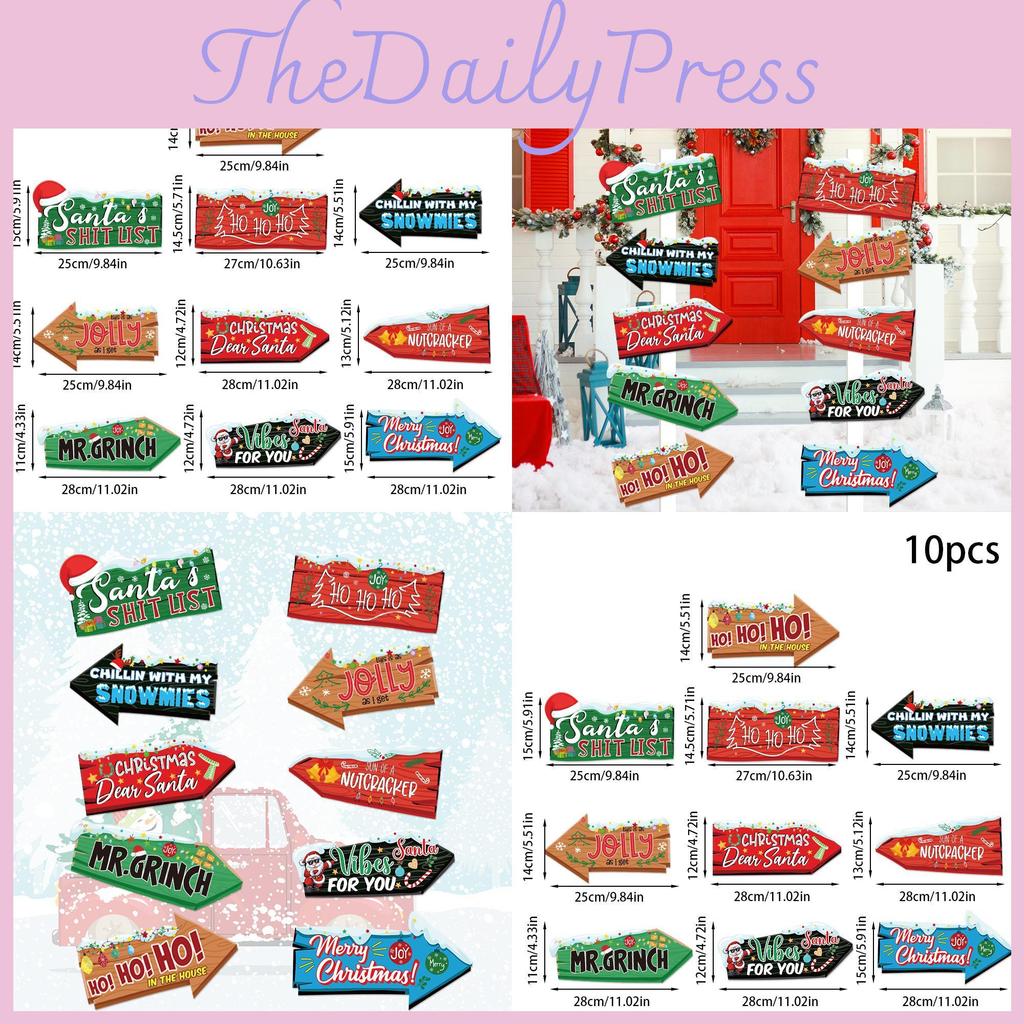 Рождественские уличные знаки с цветными бумажными указателями-стрелками для планирования праздничных мероприятий