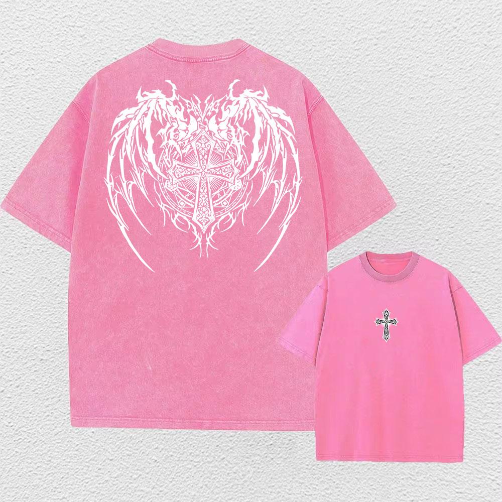 Vintage Washed TShirt Cotton Men Women Graphic Print Short Sleeve Gothic T-shirts Oversized Men Hip Hop Summer Top Tee