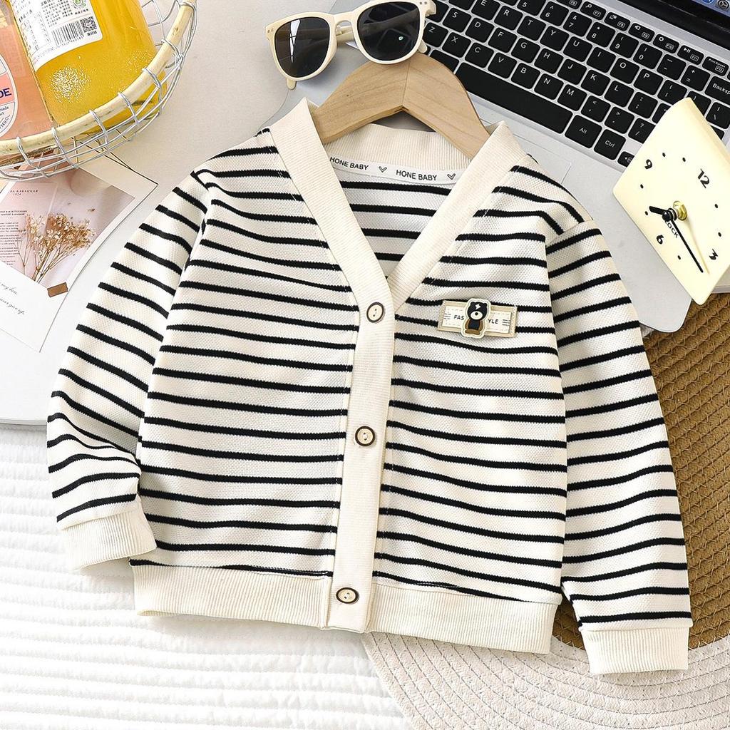 2025 Children's Striped Knitted Cardigan - Stylish Autumn Sweater for Boys and Girls