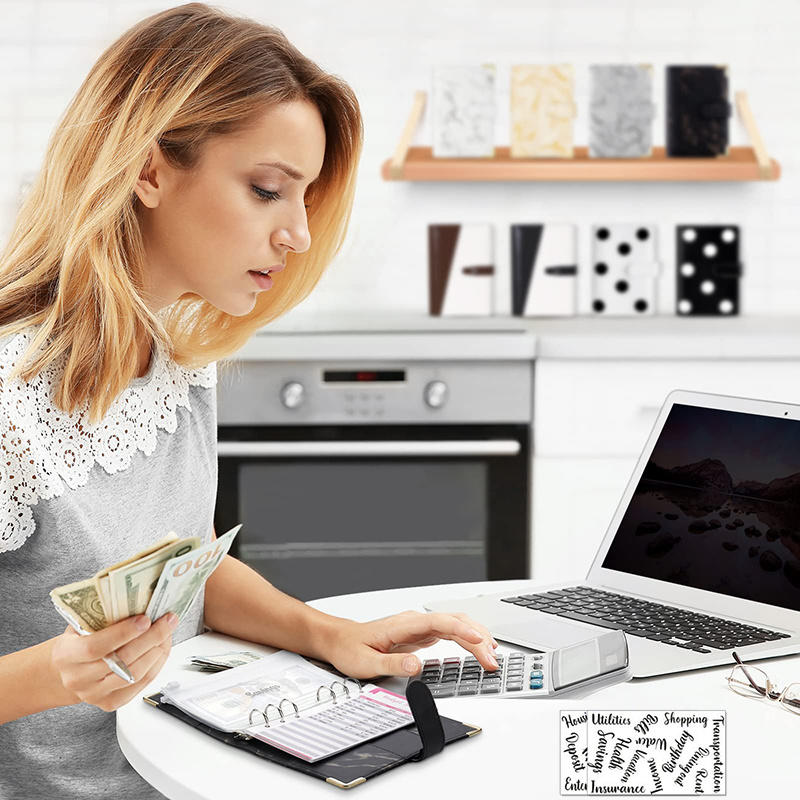 Budget Binder Cash Envelopes for Budgeting Money Organizer Portable A6 Loose-leaf Leather Money Organizer Notebook