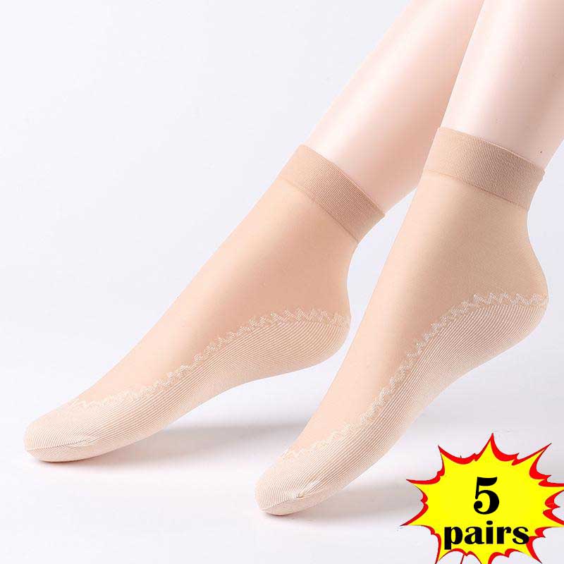1/5/10 Pairs Women's Ultra-thin Cotton Silk Short Socks Seamless Breathable Socks