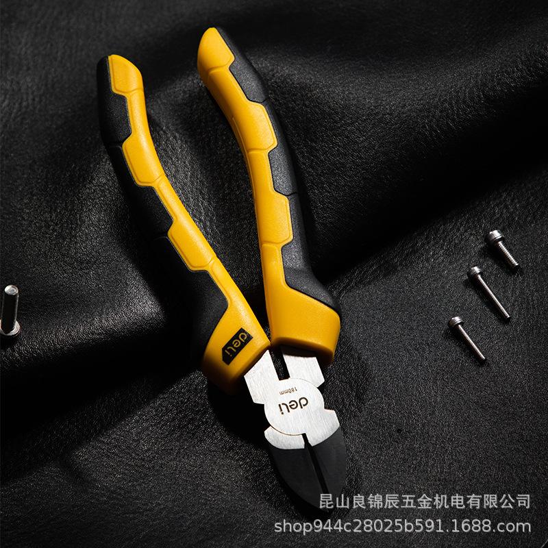Кусачки для снятия изоляции Deli Tools 6/7 дюйма с угловыми губками - Профессиональные кусачки для электрика (DL0201 02)