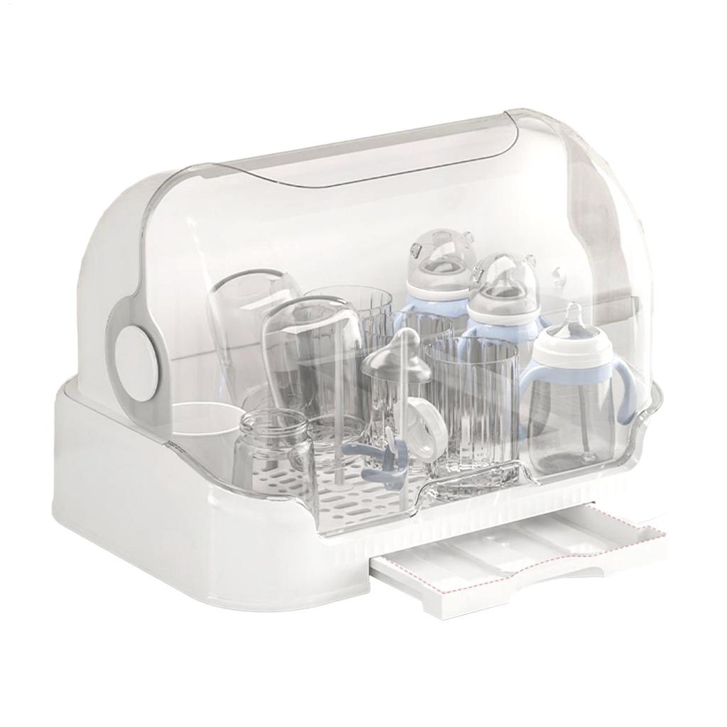 Baby Bottle Drying Rack Toddler Bottles Storage Box Dustproof Bottle Storage with Removable Drip Tray Durable Countertop Rack