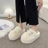 Меховые туфли женские тапочки роскошные шлепанцы женские каблуки на танкетке пантофл платформа плюшевые дизайнерские высокие 2024 Ткань Рим ПУ резина