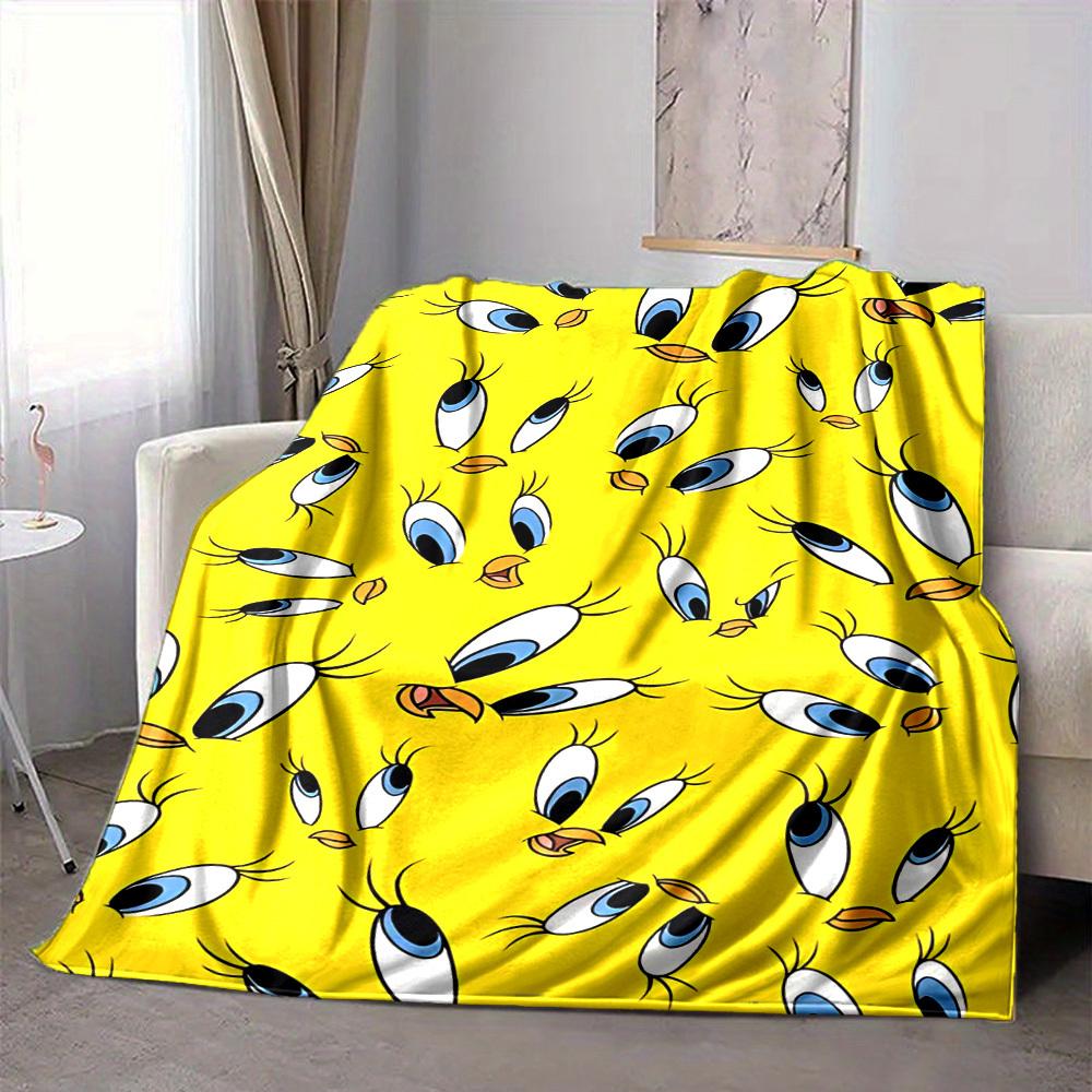 1 шт. Фланелевое одеяло Looney Tunes с изображением Твити — легкое, мягкое, теплое, подходит для всех сезонов, для дивана, кровати, путешествий.