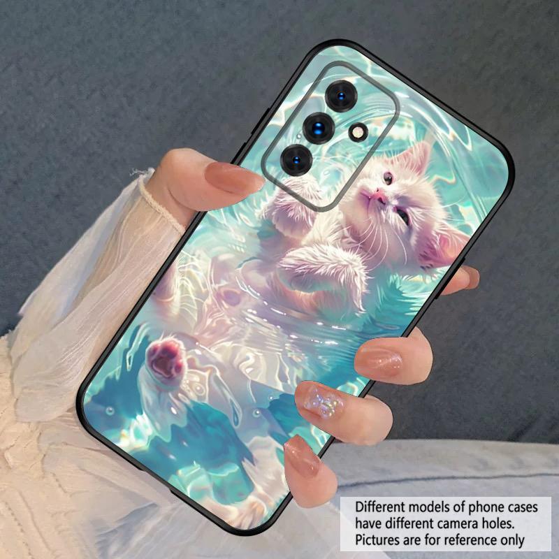 Кот в воде Для Samsung S20FE S 21 22 23 FE 24 Plus 25 Ultra Galaxy M23 32 34 35 52 53 54 55 5G силиконовый мягкий чехол для телефона
