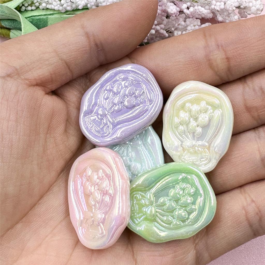 Hanmade Acrylic Geometry Handcrafted Beads Loose Spacer Handmade Bracelet Necklace DIY Tulip Flower For Jewelry Making 5pcs 21*27mm Beads