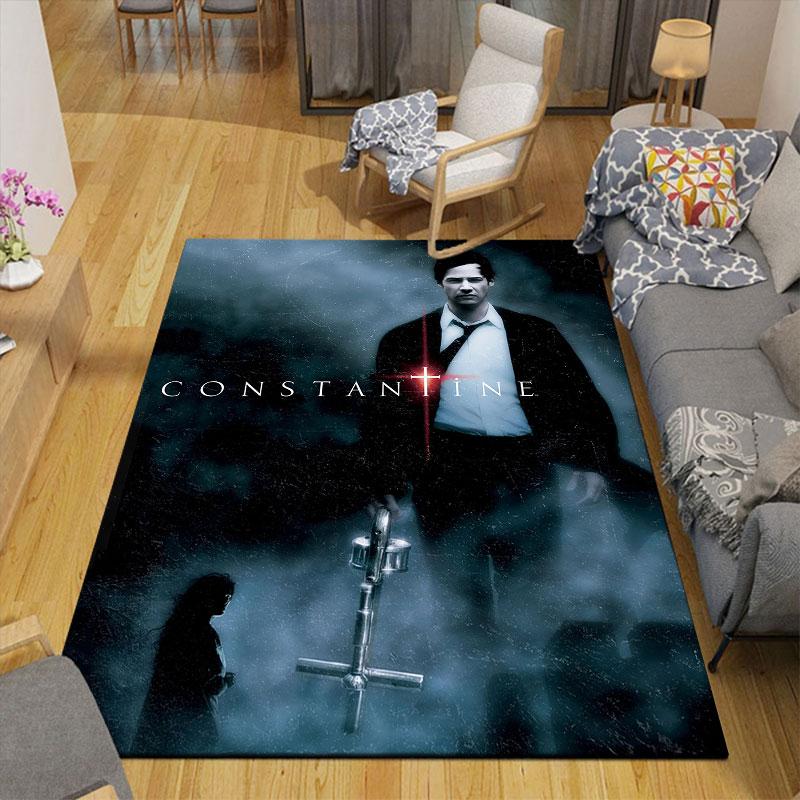 Constantine Flannel Printed Carpet, Home Sofa Decoration for Living Room & Bedroom, Non‑Slip Play Flannel Floor Mat for Game Room