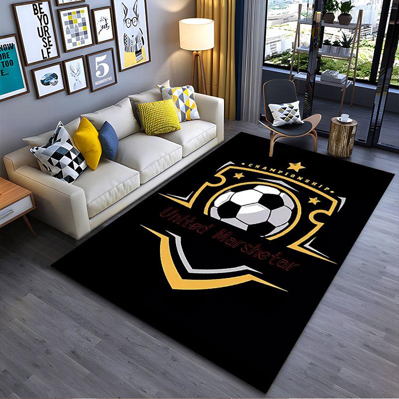 Soccer Championship Emblem Rug suitable as a non-slip mat for the living room or bedroom sofa