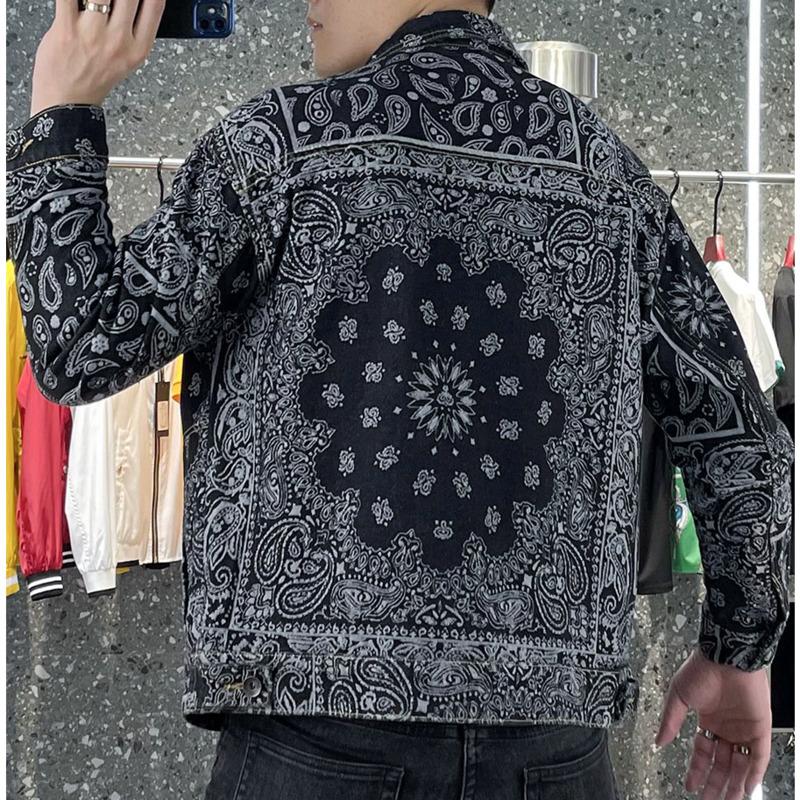 Модная брендовая джинсовая куртка с цветком кешью, мужская новая осенняя одежда, модная джинсовая куртка