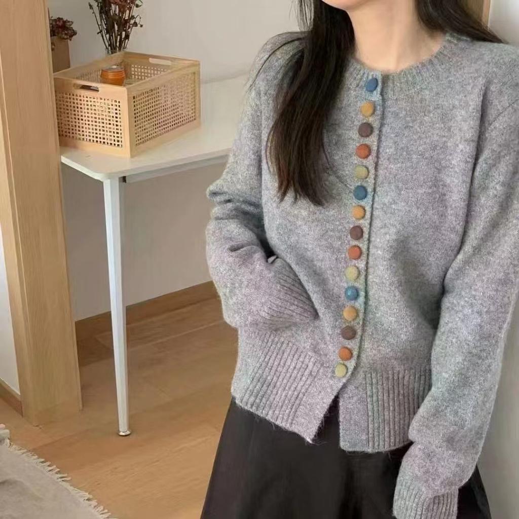 Spring Autumn Women Casual O-neck Full Sleeve Single Breasted Knitted Sweater Cardigans