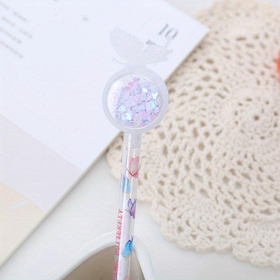 10 шт. 0,5 мм гелевая ручка Girly Heart Butterfly Sequin, симпатичная черная ручка для воды, креативная офисная канцелярская ручка для подписи