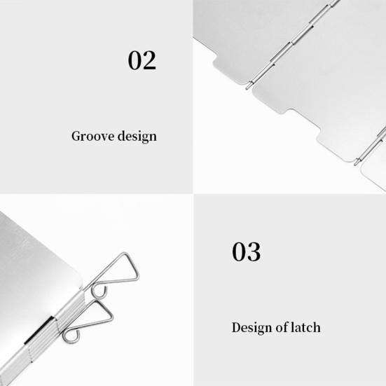 Ветровое стекло для кемпинговой печи, пластины из алюминиевого сплава, нержавеющие, устойчивые к коррозии, складная походная печь, аксессуары для ветрового стекла