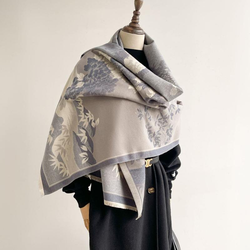 Женский шарф осень-зима новый пейзажный хризантема высококачественный шарф с дорожной шалью