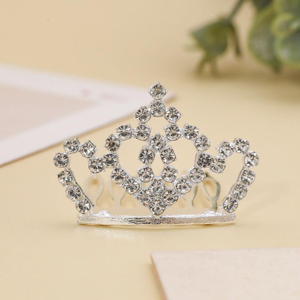 Love Heart Crystal Crown Hair Comb Star Rhinestone Hairpins Stylish Children Tiara Headband  Daily