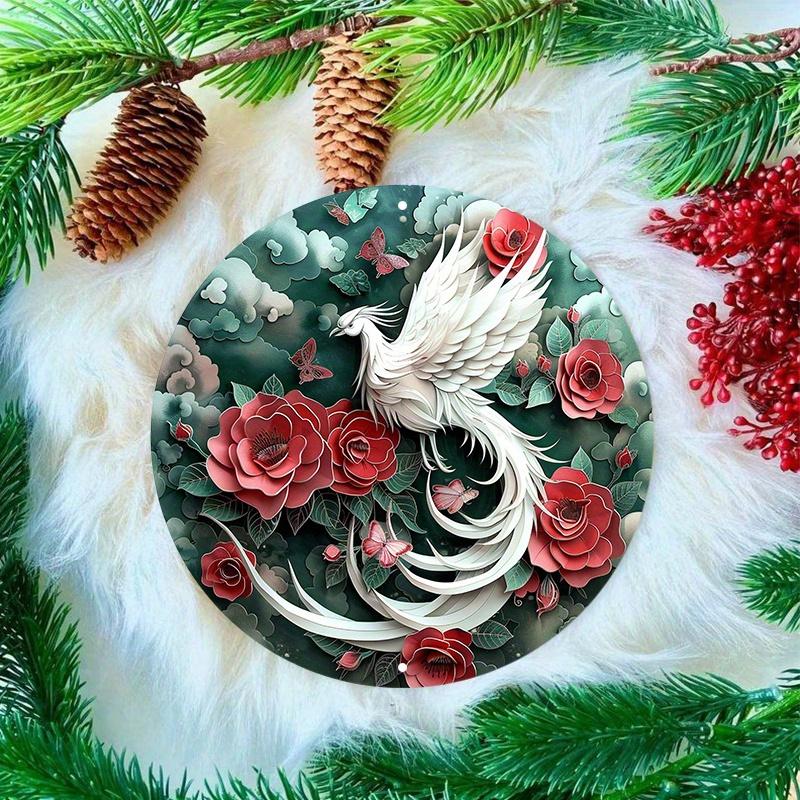 Элегантный деревянный настенный знак Phoenix, круглый, антиграффити, устойчивый к погодным условиям, настенное искусство, домашний декор, 8x8 дюймов, 1 шт.